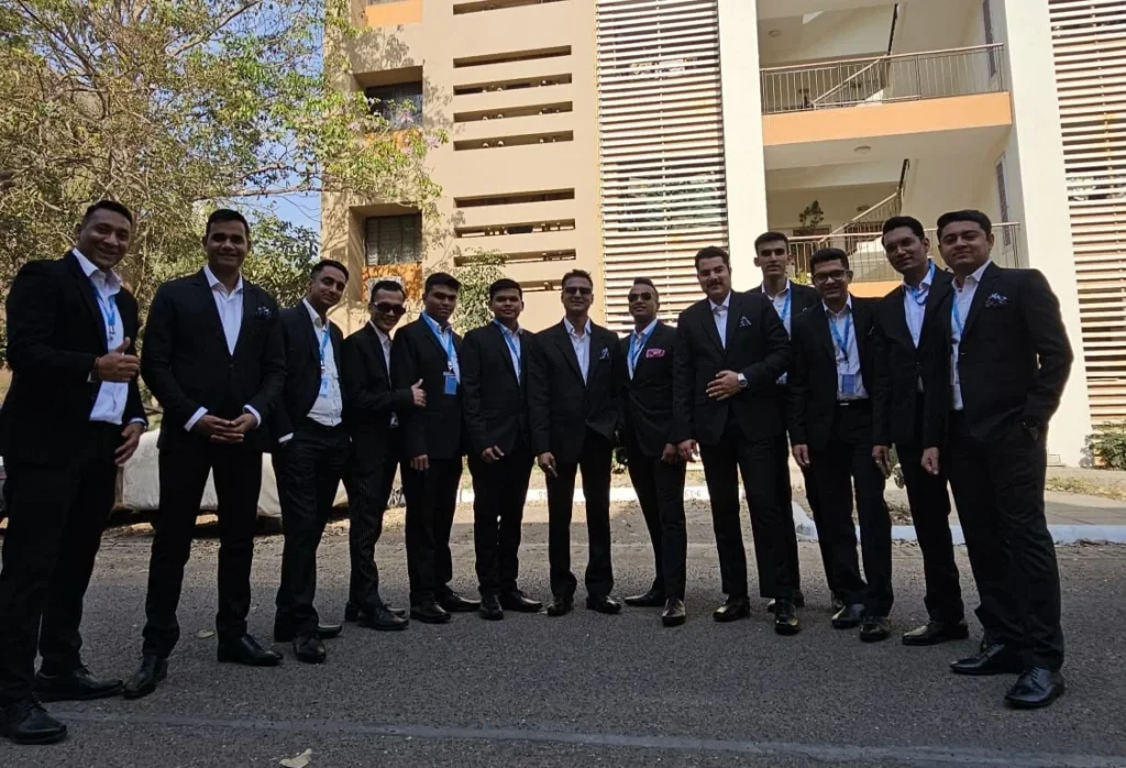 Elite Butlers hospitality team in formal suits during the Jamnagar assignment